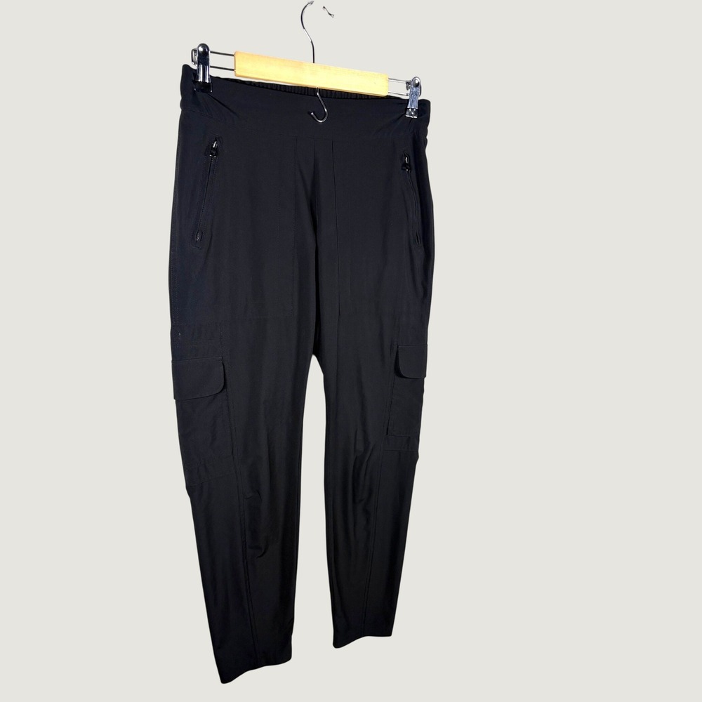 Athleta Black Cargo Utility Travel Pants Size 4 Tapered Ankle - Picture 3 of 6